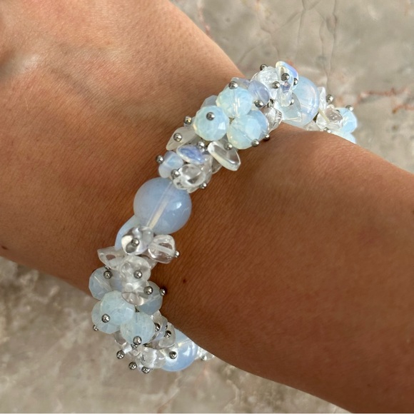 Natural Gem Stone stretch Crystal Bracelet Boho Bangles Bracelet Women’s Jewelry - Picture 2 of 2